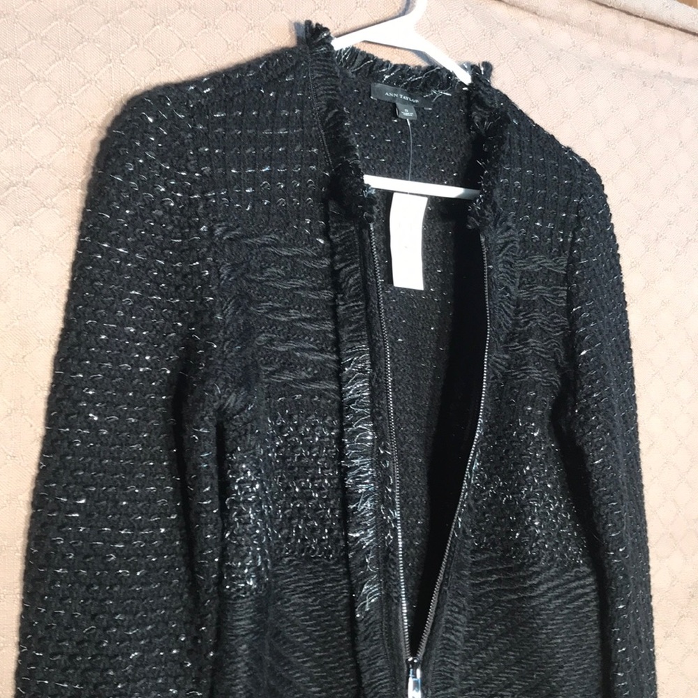Ann Taylor fringe shimmer blazer. New.  Si…